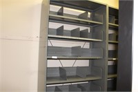 Gray multi shelf metal shelving unit 38" x 18" x 8