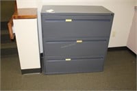Gray Three drawer metal file cabinet 36" x 18" x 3