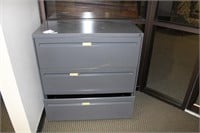 Gray Three drawer metal file cabinet 36" x 18" x 3