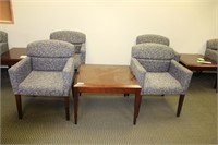 Two waiting room arm chairs & rectangular table