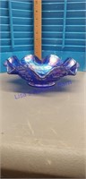 L E Smith Quintec Cobalt Blue Iridescent Glass