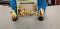 Rooster picture frame and salt and pepper shakers