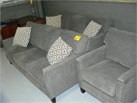 TWO 3-CUSHION SOFAS AND MATCHING ARMCHAIR