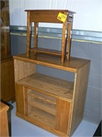 OAK MEDIA STAND, SMALL END TABLE