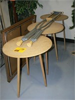 3 PRESSED WOOD OCCASIONAL TABLES, PAIR OF