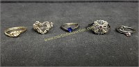 Group Of Sterling Silver Rings