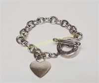 Sterling Silver Toggle Clasp Heart Bracelet