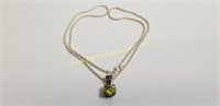 Sterling Silver 22" Rope Necklace And Tourmaline