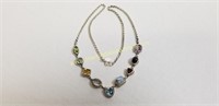 Sterling Silver Multi Gem Stone Necklace