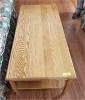 OAK COFFEE TABLE AND 2 END TABLES