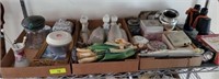 GROUP LOT- DRESSER BOXES, BINOCULARS, MISC DECOR