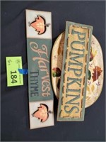 Fall Decorative Signs And Platter-Lot of Four(4)