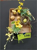 Resin Chickens & Bird Nest Flower Arrangement