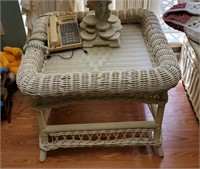 WICKER END TABLE