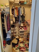 CONTENTS OF MASTER CLOSET, CLOTHING, SHOES, HANDIC