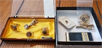GROUP OF MENS ACCESSORIES, TIE TACK MARKED 10K
