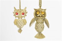 2 Gold Tone Owl Necklaces