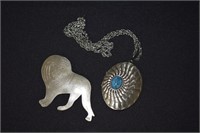 Locket Necklace & Lion Brooch