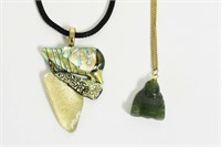 Small Jade Buddha Necklace & Glass Necklace