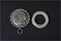 2 Brooches - Indian Chief & Marvella Twisted Rope