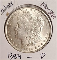 1884 "P"  - MORGAN SILVER DOLLAR (12)