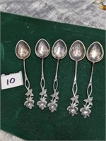 Five Sterling Silver Demitesse Spoons