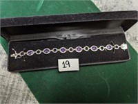 Sterling Silver & Amethyst Link Bracelet