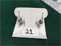 Sterling Blue Topaz Dangle Earrings