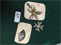 3 Sterling Silver Vintage Pins Siam