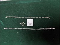 2 Sterling Link Bracelets & Heart Pendant 8.1 gr