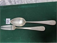 Antique Silver Silver Fork & Spoon