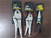 3pc Steel Grip Pliers; 7" & 5" Straight Jaw Lockin