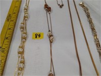 4 gold overlay costume necklaces