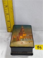 Hand painted USSR laquer trinket box hinged