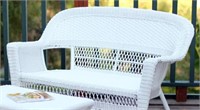 Jeco Wicker Patio Love Seat without Cushion, White