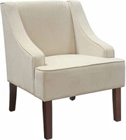 HomePop Velvet Swoop Arm Accent Chair, Cream