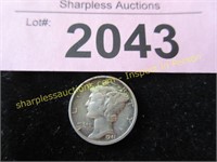 Uncirculated 1941 S Mercury dime toning