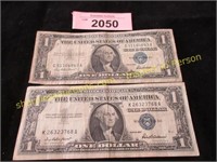 Two silver certificate dollars