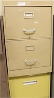 Two double door file cabinets in neutral & yellow