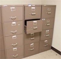 Three Four drawer brown/tan file cabinets incl. St