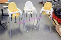 LOT, 3 PLASTIC+METAL STACKING HIGH CHAIRS