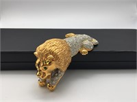 Rare LARGE Lion Jeweled Statement Brooch