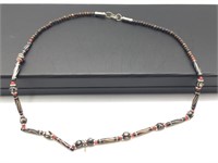 Vtg Silver Trade Bead Handmade Necklace