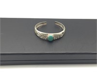 Fine Sterling Silver Navajo Tribal Turquoise Cuff
