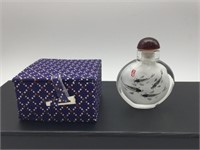 Fine Reversed Painted Koi Glass Snuff Bottle