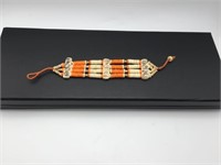 Lovely Tribal Made Carved Bone Orange Bracelet