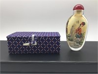 Fine Reversed Painted Chinese Geisha Snuff Bottle