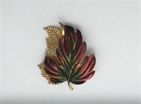 Colorful Vintage Canadian Leaf Brooch Pin