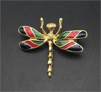Lovely Enamel Dragonfly Brooch Pin