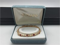 Vintage Roman Gold-Tone Heart Bracelet - NOS